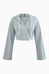 Ensemble sweat à capuche court zippé et short à ourlet roulé avec cordon de serrage